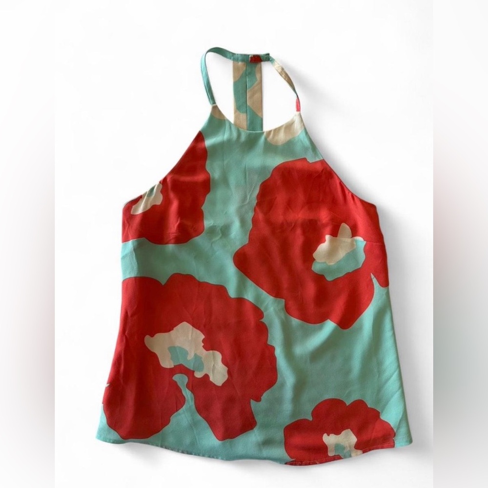 Annie Griffin 100% Silk Floral Halter Top Resort Coastal Vacation Chic S ❤️ - Picture 3 of 7